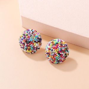 Colorful Beaded Stud Earrings